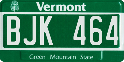 VT license plate BJK464