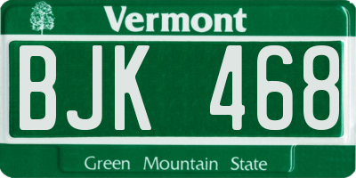 VT license plate BJK468