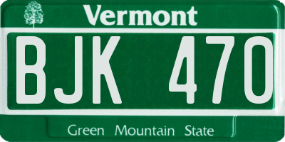 VT license plate BJK470