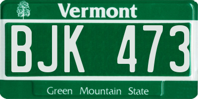 VT license plate BJK473