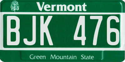 VT license plate BJK476
