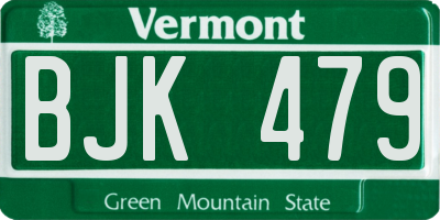 VT license plate BJK479