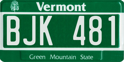 VT license plate BJK481