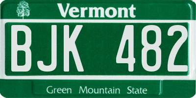 VT license plate BJK482