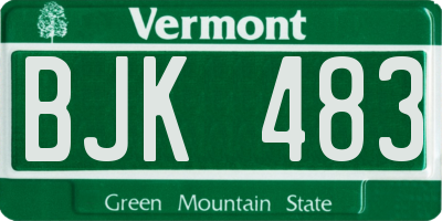 VT license plate BJK483