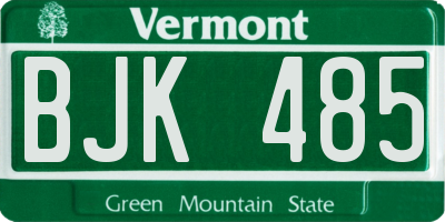 VT license plate BJK485