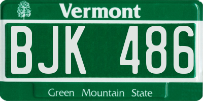 VT license plate BJK486