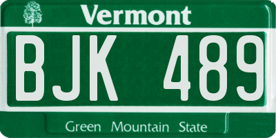 VT license plate BJK489