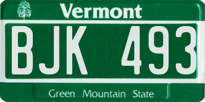 VT license plate BJK493