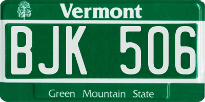 VT license plate BJK506