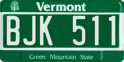 VT license plate BJK511