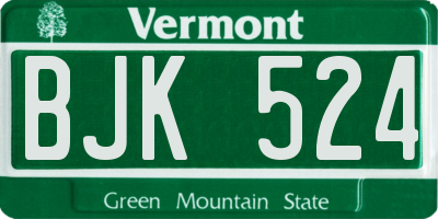 VT license plate BJK524