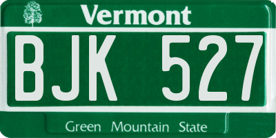 VT license plate BJK527
