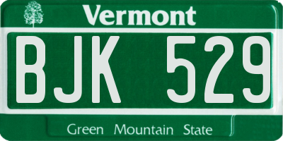 VT license plate BJK529