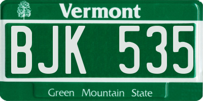 VT license plate BJK535