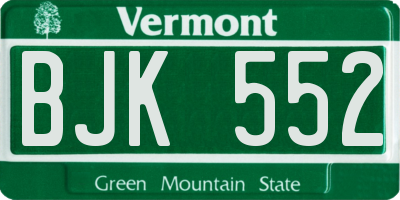 VT license plate BJK552