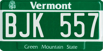 VT license plate BJK557