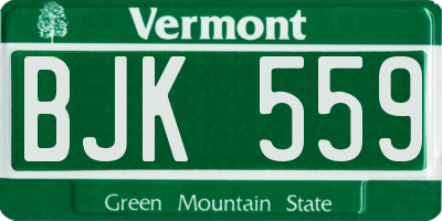 VT license plate BJK559