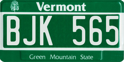 VT license plate BJK565