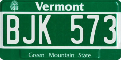 VT license plate BJK573