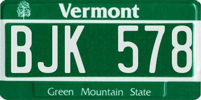VT license plate BJK578