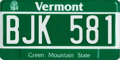 VT license plate BJK581