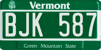 VT license plate BJK587
