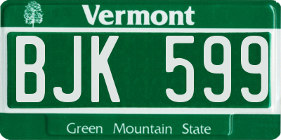 VT license plate BJK599