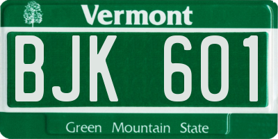 VT license plate BJK601
