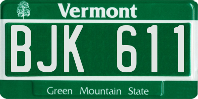 VT license plate BJK611