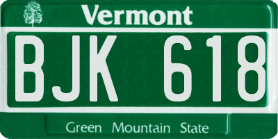 VT license plate BJK618