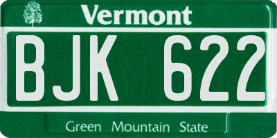 VT license plate BJK622