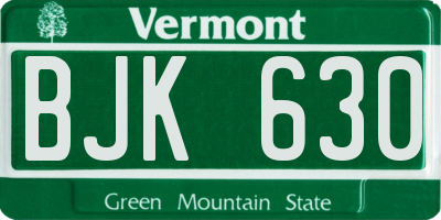 VT license plate BJK630