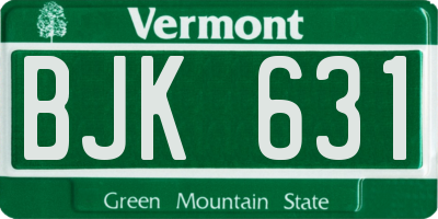 VT license plate BJK631
