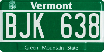 VT license plate BJK638