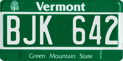 VT license plate BJK642