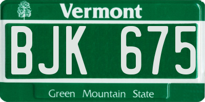 VT license plate BJK675