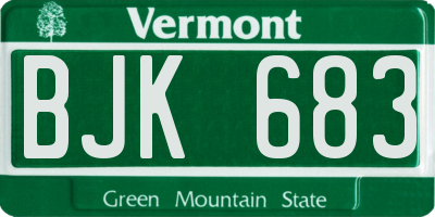 VT license plate BJK683