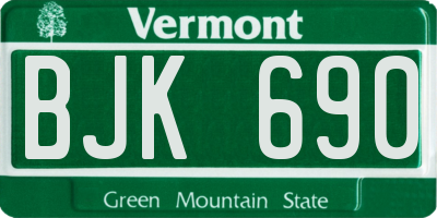 VT license plate BJK690