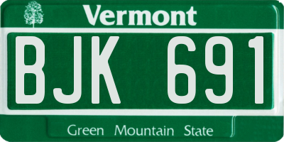 VT license plate BJK691