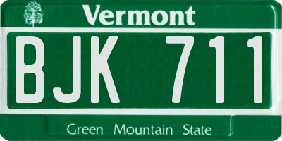VT license plate BJK711