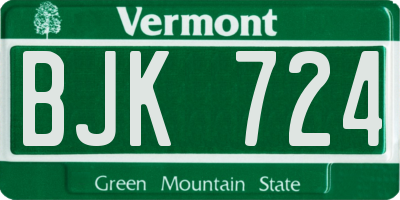 VT license plate BJK724
