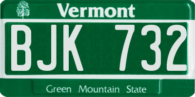 VT license plate BJK732