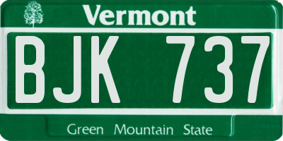 VT license plate BJK737
