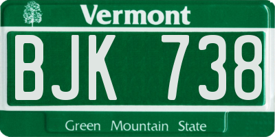 VT license plate BJK738