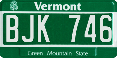 VT license plate BJK746