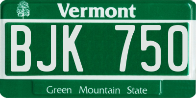VT license plate BJK750