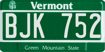 VT license plate BJK752