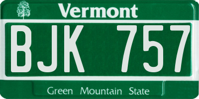 VT license plate BJK757