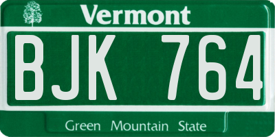 VT license plate BJK764